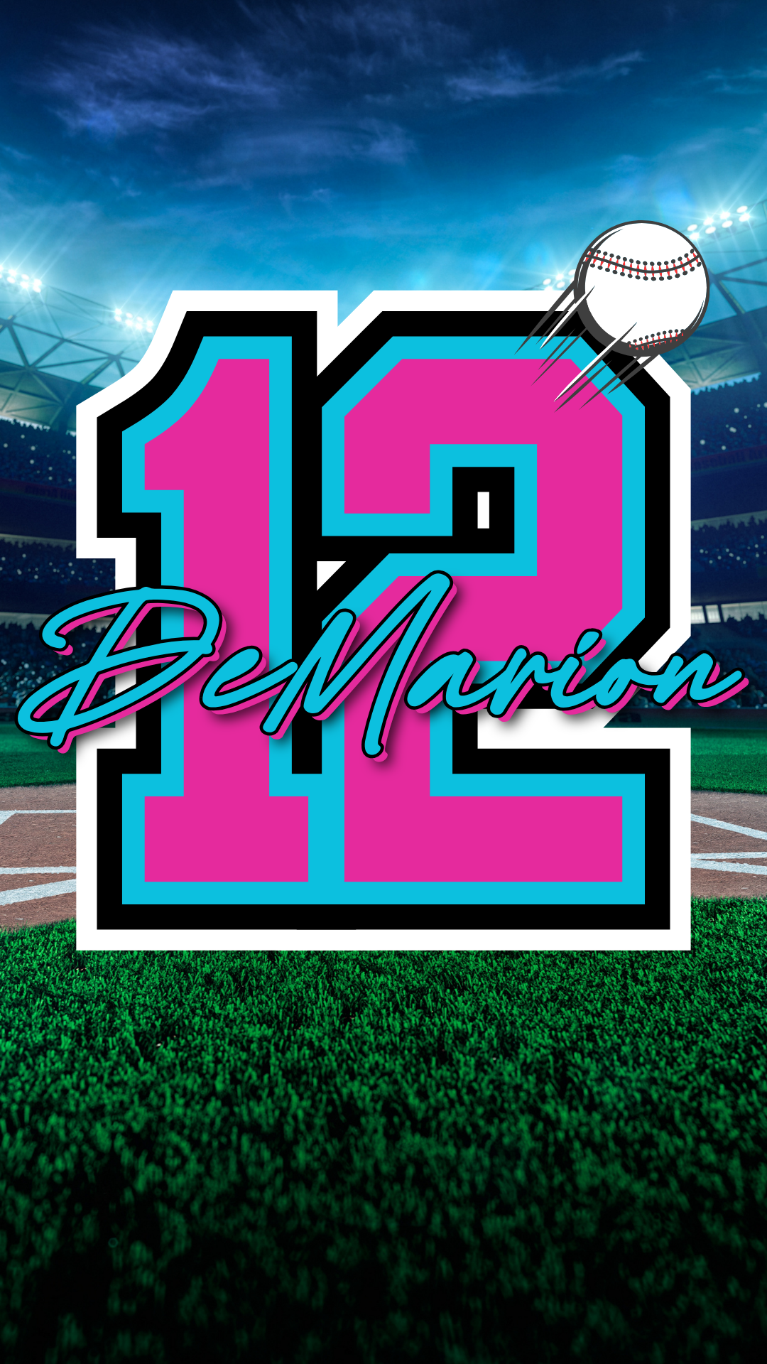 Baseball Stickers | Custom Vinyl Baseball Sticker | Sports Number & Name Sticker | Basketball | Football | Softball | Soccer | Volleyball | Phone Wallpaper