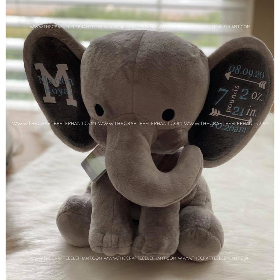 Birth Announcement Elephant | Stuffed Animal | Baby Shower Gift