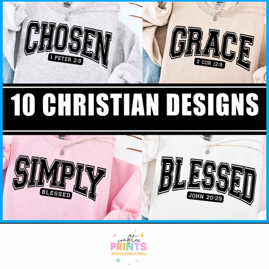 Christian Themed Unisex Adult T-Shirts | Chosen | Hope | Pray | Blessed | Joy | Believe | Simply | Loved | Faith | Grace