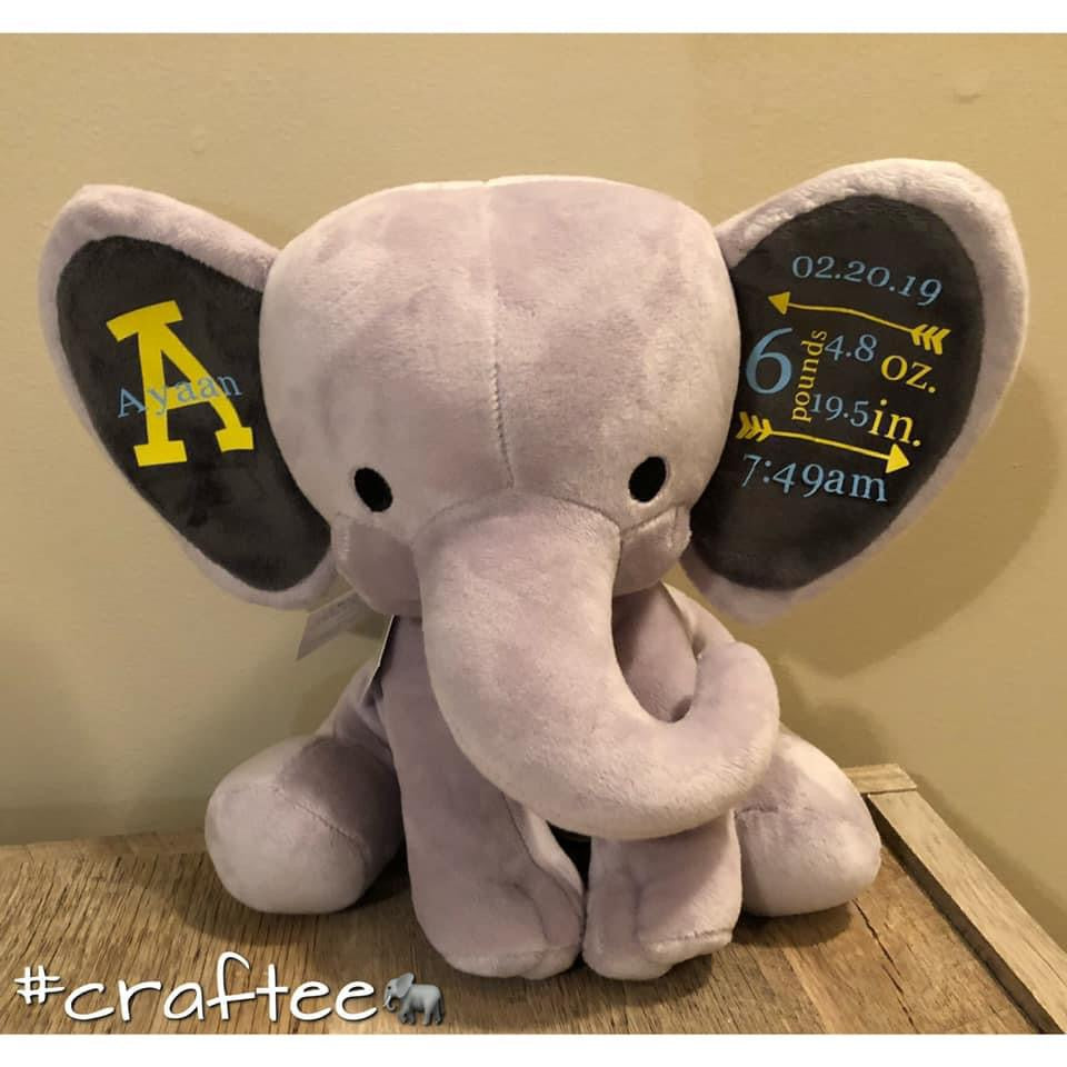 Birth Announcement Elephant | Stuffed Animal | Baby Shower Gift