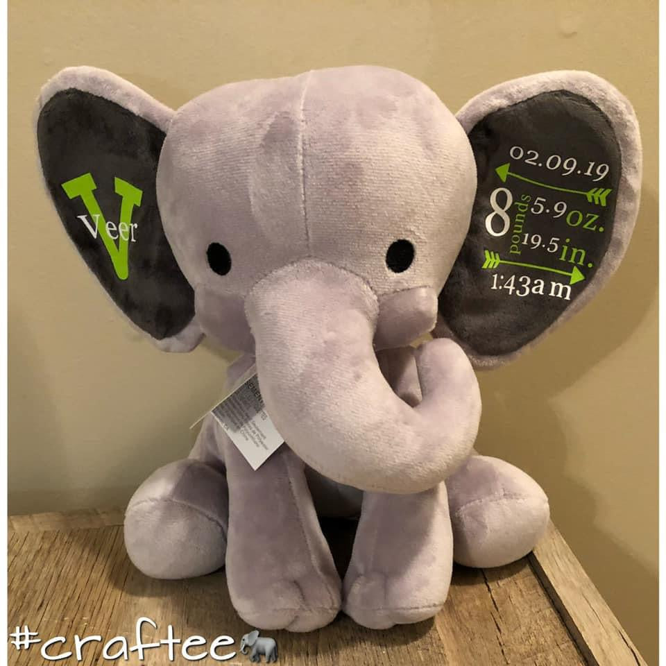 Birth Announcement Elephant | Stuffed Animal | Baby Shower Gift