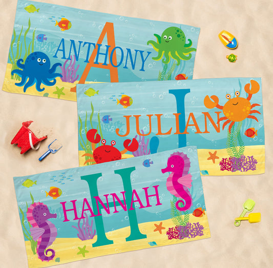 Personalized Kids Beach Towel | Fun Beach Designs | Gift For Girls Or Boys | Custom Designs