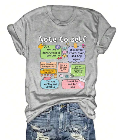 Note To Self | Mental Health Awareness | Adult Unisex T-Shirt