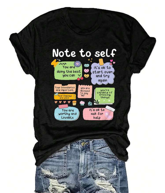 Note To Self | Mental Health Awareness | Adult Unisex T-Shirt