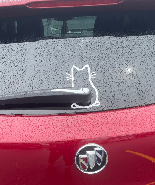 Kitty Cat Windshield Wiper Decal - Home | Laptop |Car Bumper Sticker Decal