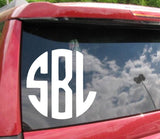 White Monogram Car Decal | Car Monogram Sticker | Back Window Monogram Sticker