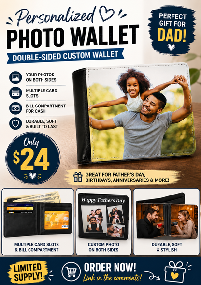 Personalized Men’s Wallet | Father’s Day Gift | Birthday Gift | Custom Double Sided Wallet