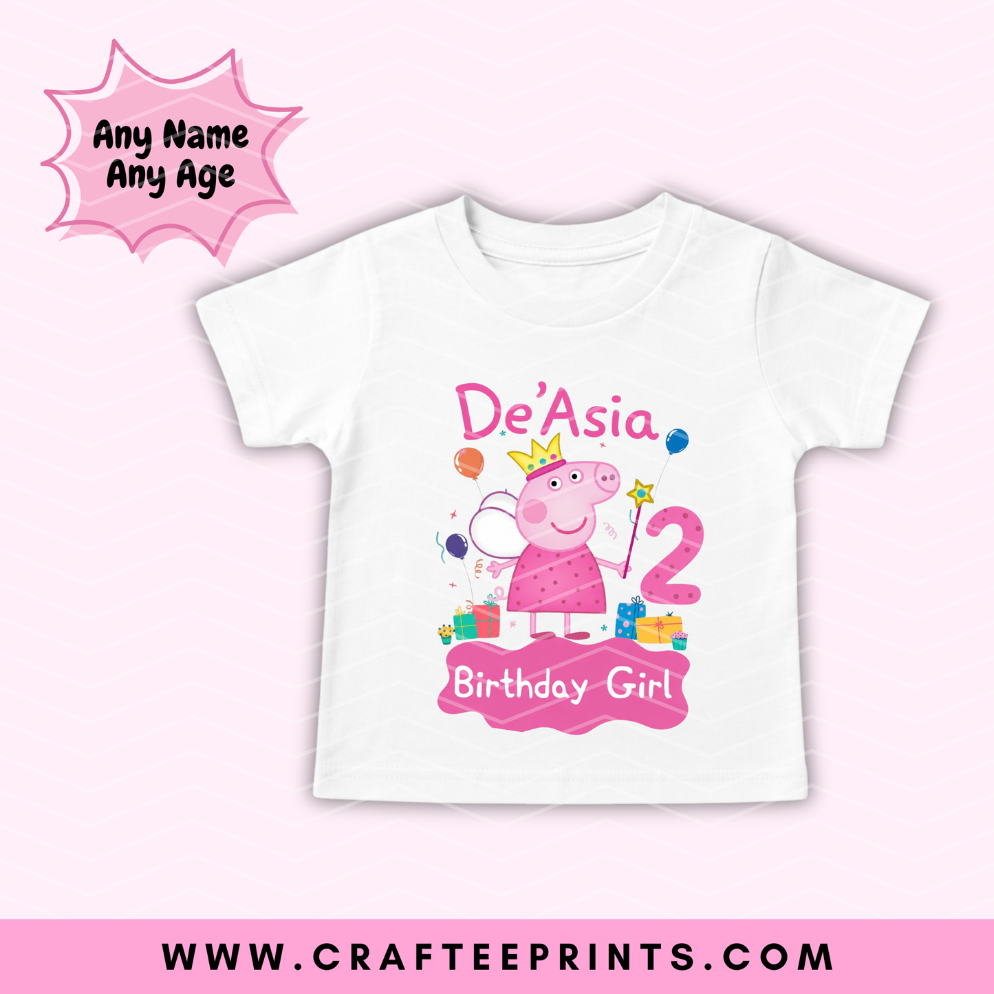 Peppa Pig Inspired Toddler Birthday T-Shirt