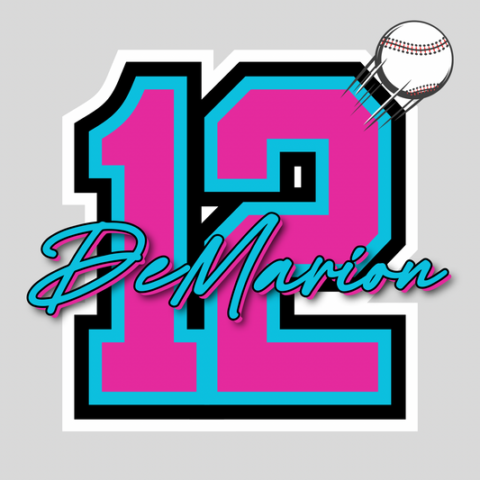 Baseball Stickers | Custom Vinyl Baseball Sticker | Sports Number & Name Sticker | Basketball | Football | Softball | Soccer | Volleyball | Phone Wallpaper