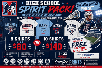 High School Spirit Pack | Unisex Adult | Front Only