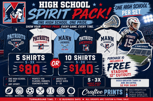 High School Spirit Pack | Unisex Adult | Front Only