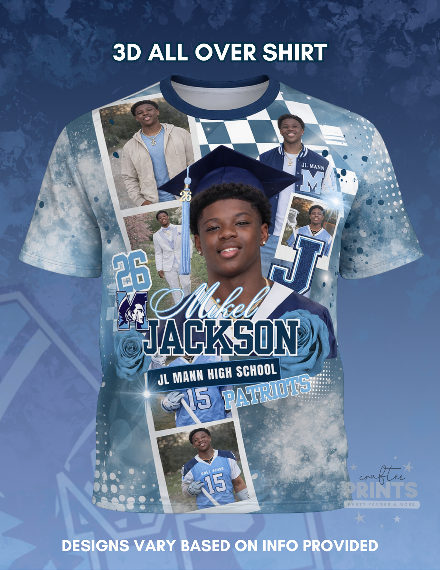 Graduation T-Shirt & Stole Bundle | 3D Shirt | Center Print Shirt | Price Increased May 1st