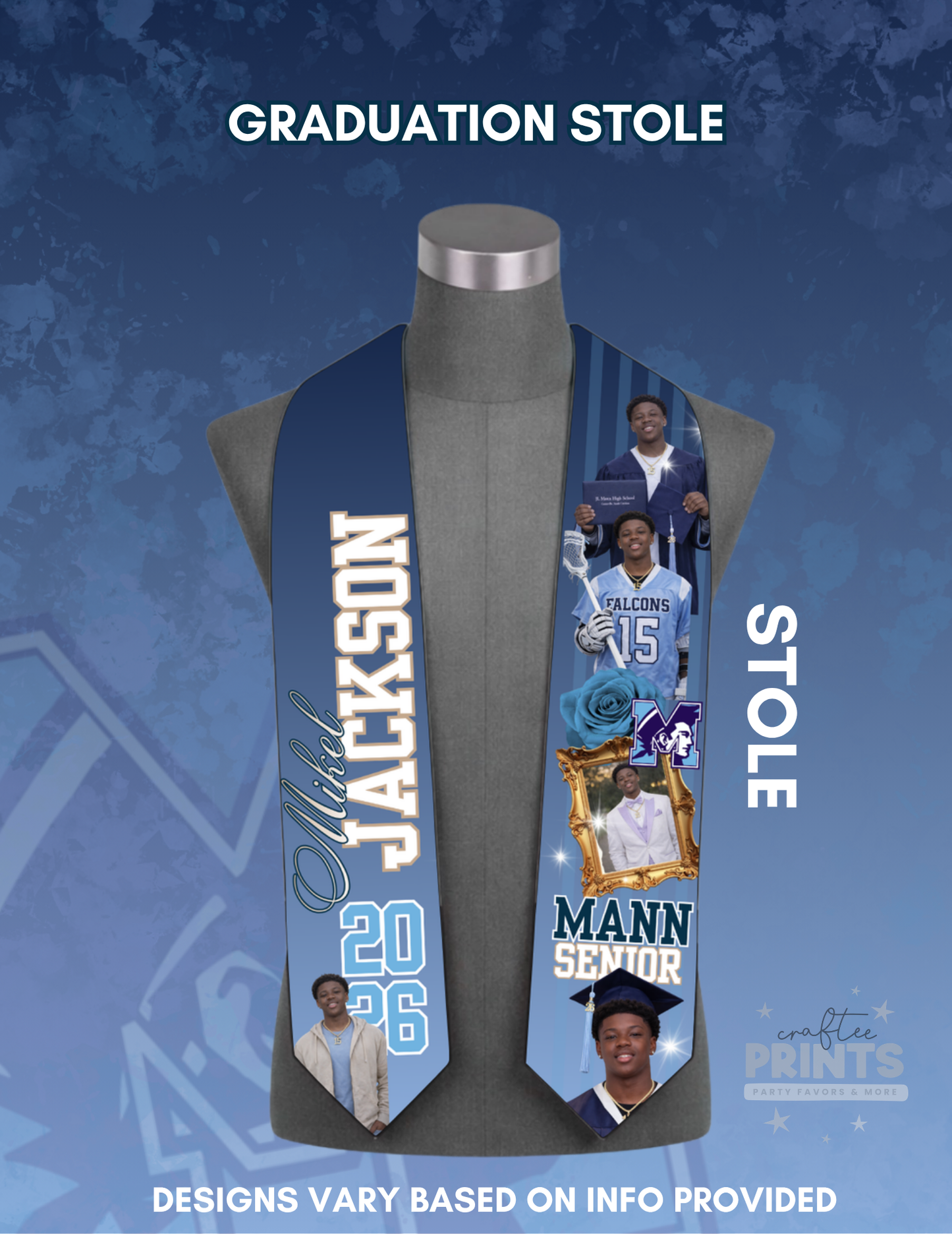 Graduation T-Shirt & Stole Bundle | 3D Shirt | Center Print Shirt | Price Increased May 1st