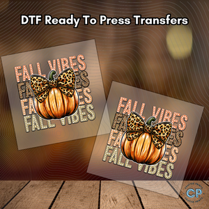 Fall Vibes, Fall Autumn Pumpkin DTF Transfers Ready To Press, Direct To Film Transfer DTF, DTF Prints, Ready To Press