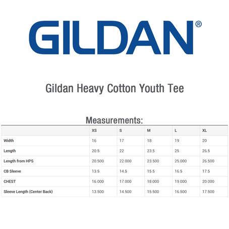Youth tee shirt size chart best sale